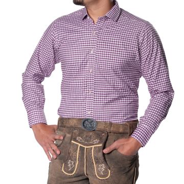 Trachtenhemd Leopold Paars Geblokt 