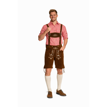 Lederhose Steinbock + Trachtenhemd Rood