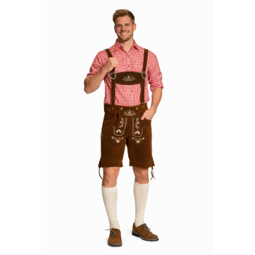 Lederhose Steinbock + Trachtenhemd Rood