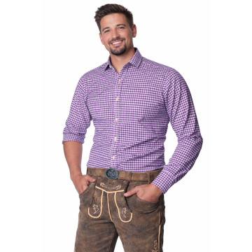 Trachtenhemd Leopold Paars Geblokt 