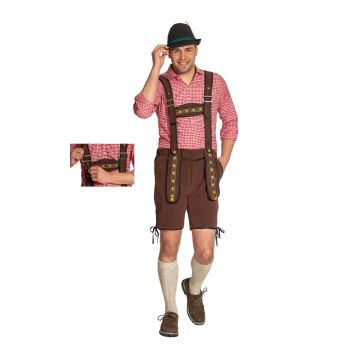 Lederhose Johann Kort Donkerbruin met Verstelbare Bretels
