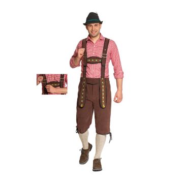 Lederhose Johann Lang Donkerbruin met Verstelbare Bretels