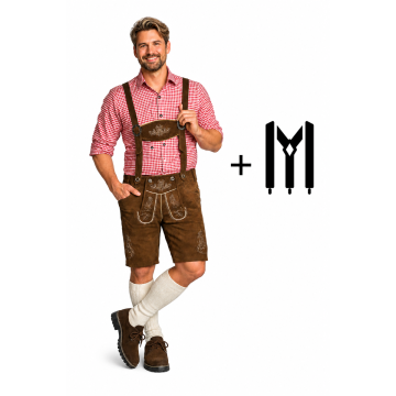 Lederhose Flachau + Trachtenhemd Rood