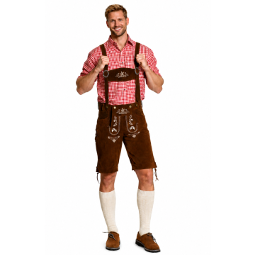 Lederhose Steinbock Kort Donkerbruin (Amara stof)