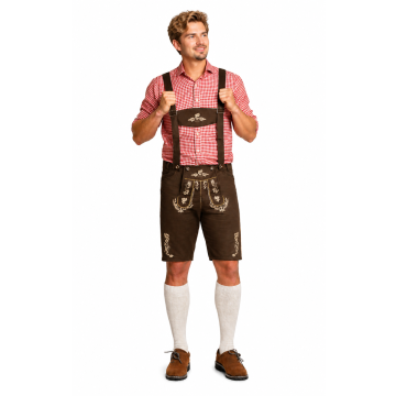 Lederhose Alpenclassic Kort Donkerbruin