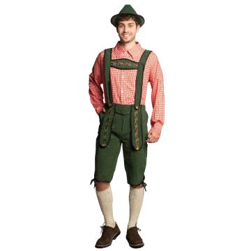 Lederhose Groen Lang + Blouse Rood