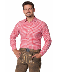 Trachtenhemd Leopold Rood Geblokt 