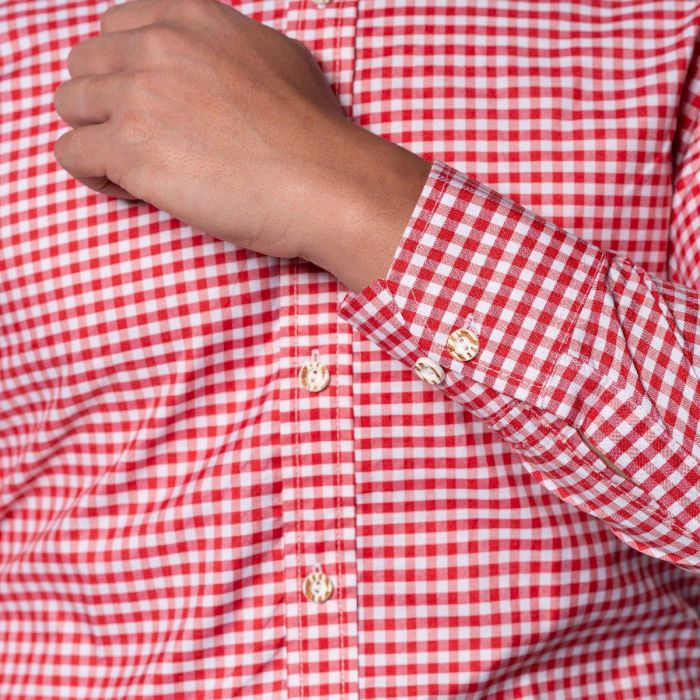 Beiers oktoberfest blouse rood wit geblokt