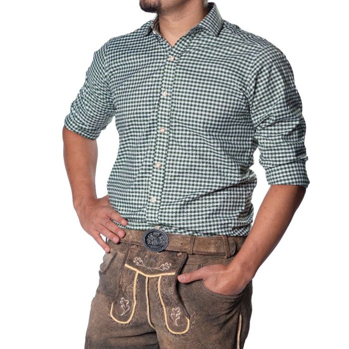 Trachtenhemd Leopold Groen Geblokt  main product photo