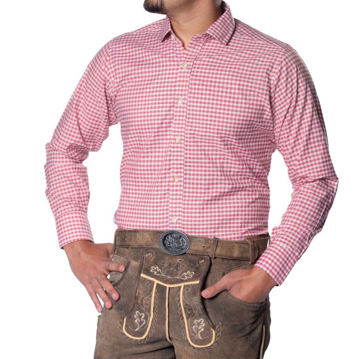 Trachtenhemd Leopold Roze Geblokt  main product photo