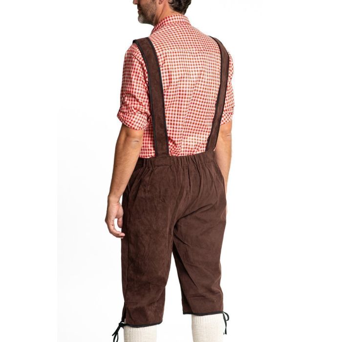 AMZHOTER Lederhose voor Heren, Oktoberfest, Klederdracht, Lederhose, Klederdrachtbroek, Beierse Klederdrachtmode met Bretels Bruin 52