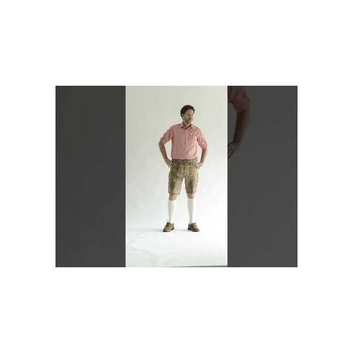 Tannhauser Korte Lederhosen Heren Lech met Riem en Bretels gemaakt van 100% Geitenleer Bruin Echte Lederhosen Man voor Oktoberfest Heren - Maat M/50
