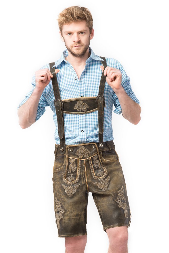 Lederhose Retro Oktoberfest pakket met echte Lederhosen wildleder - Oktoberfestwinkel.nl