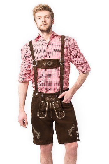 Prelude lamp Onderdrukker Lederhose kopen? Korte lederhosen met bretels bruin - Oktoberfestwinkel.nl