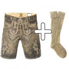 Set Aanbieding | Lederhose + gratis sokken | Echte Lederhosen | Top Kwaliteit | Retro Kort
