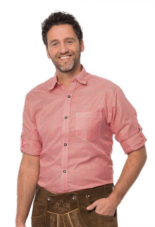 Trachtenhemd fijne ruit Oktoberfest Rood