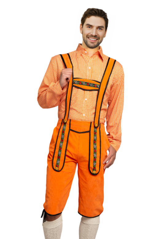 Lederhose Johann lang oranje