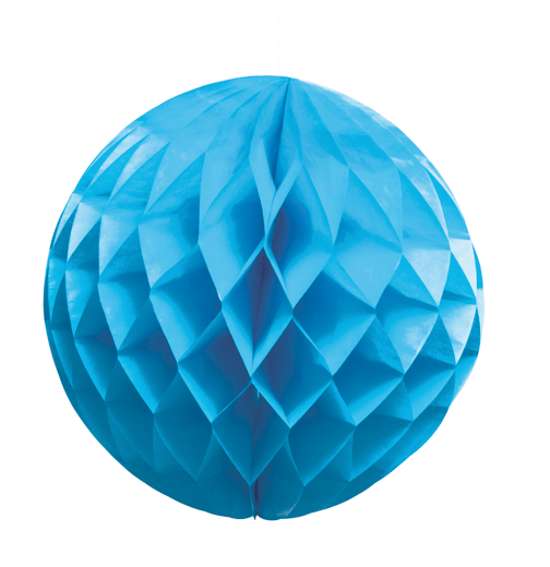 Papieren honingraatbal blauw (25cm)