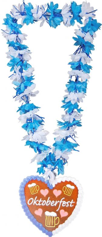 Hawaii krans Lebkuchenherz blauw/wit