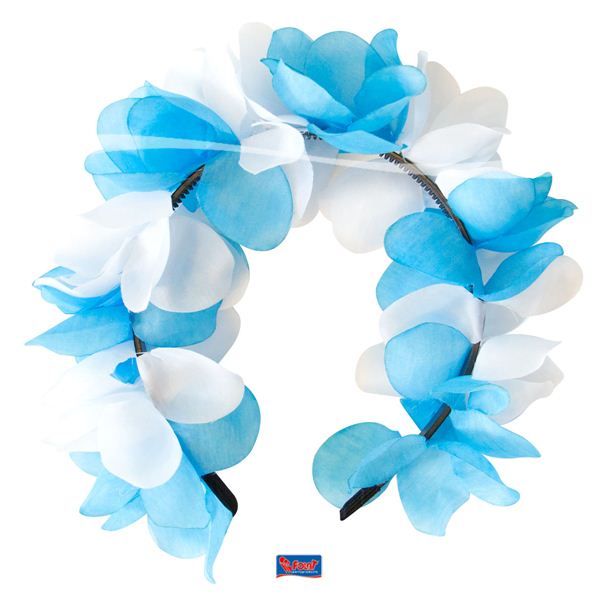 Tiara bloemen blauw/wit