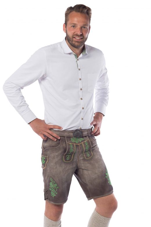 Lederhose Gaudi Kort Bruin/ Groen met Bretels