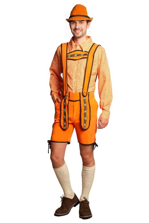 Lederhose Oranje Kort + Blouse Oranje